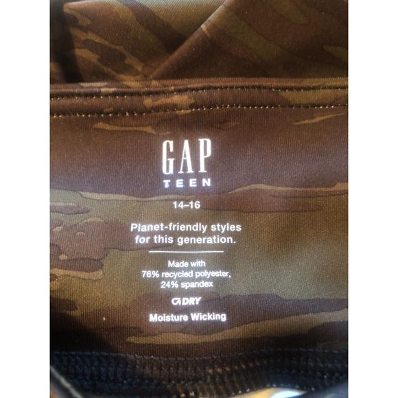 Gap Teen Girls Active Ankle Leggings Camo Green Side Pockets Size 14-16 NWT - Picture 4 of 7